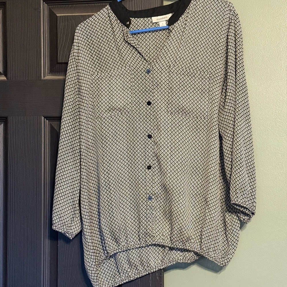 dressbarn Black and White Patterned Blouse